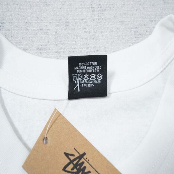 STUSSY Red Big Heart T-Shirt - White Short Sleeve - Picture 2 of 15